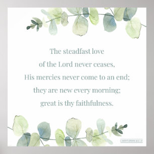 Lamentations 3:22-23, Bible Verse Print, Steadfast Poster