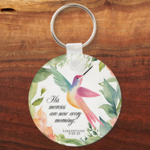 Lamentations 3:22-23 Hummingbird Christian Key Ring