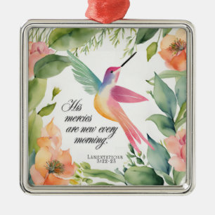 Lamentations 3:22-23 Hummingbird Christian Metal Ornament