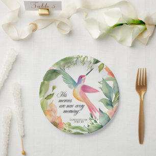 Lamentations 3:22-23 Hummingbird Christian  Paper Plate