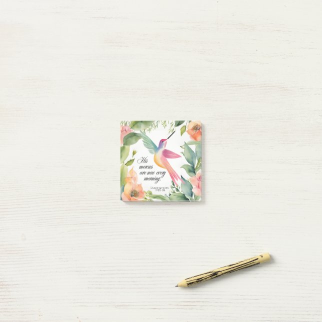 Lamentations 3:22-23 Hummingbird Christian  Post-it Notes (On Desk)