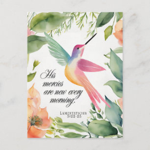 Lamentations 3:22-23 Hummingbird Christian Postcard