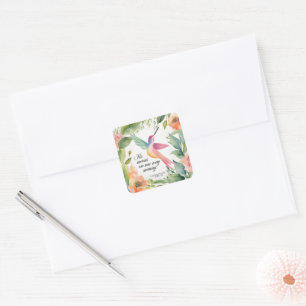 Lamentations 3:22-23 Hummingbird Christian Square Sticker