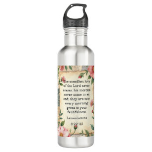 Lamentations 3:22–23 Vintage Floral Design  710 Ml Water Bottle