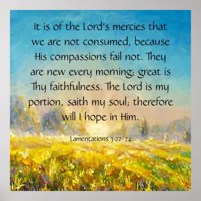 Lamentations 3:22-24  poster (Front)