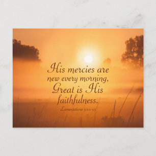Lamentations 3:22 His mercies are new, Bible Verse Postcard
