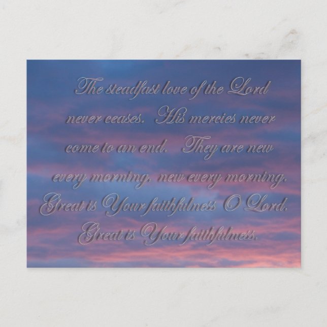Lamentations 3:22 The steadfast love of the Lord Postcard (Front)