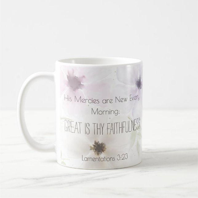 Lamentations 3:23  Religious Inspirational Quote Coffee Mug (Left)