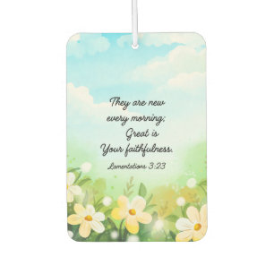 Lamentations 3:23 Yellow Spring Christian Car Air Freshener