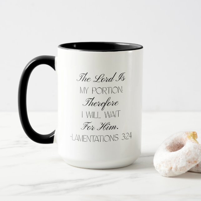 Lamentations 3:24 Hope Bible Verse Mug  (With Donut)