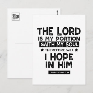 Lamentations 3:24 The Lord is My Portion Quotes Postcard