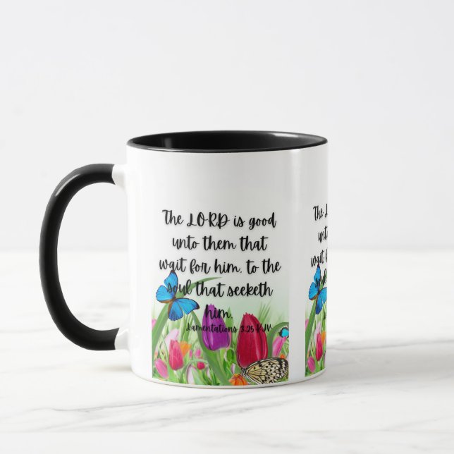 Lamentations 3:25 KJV Bible Verse Pic Two-Tone Mug (Left)