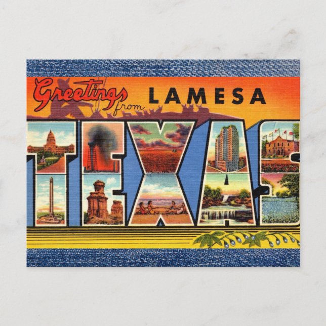 Lamesa TX. Greetings Postcard (Front)