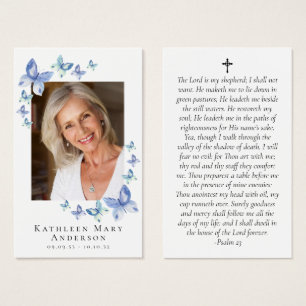 Laminated Butterflies Photo Memorial Prayer Card