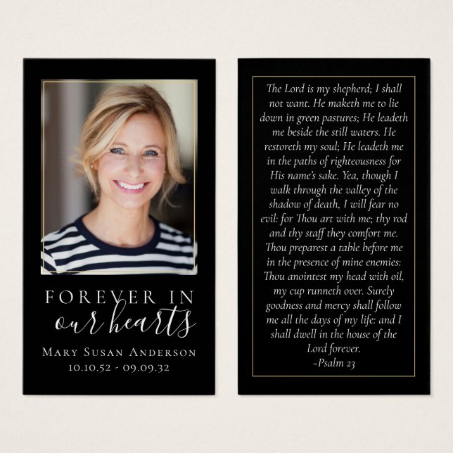Laminated Forever in Our Hearts Memorial Card (Front & Back)