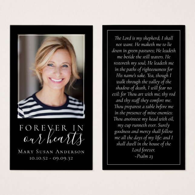Laminated Forever in Our Hearts Memorial Card (Front & Back)
