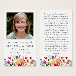 Laminated Memorial Card   Wildflower Border