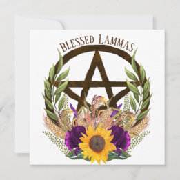 Lammas Harvest Floral Pentacle Holiday Card