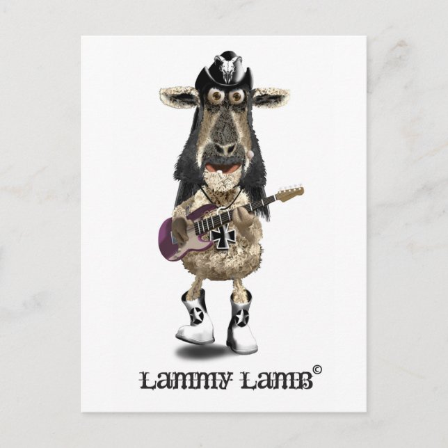 Lammy Lamb a Heavy Metal rock SHEEP Postcard (Front)