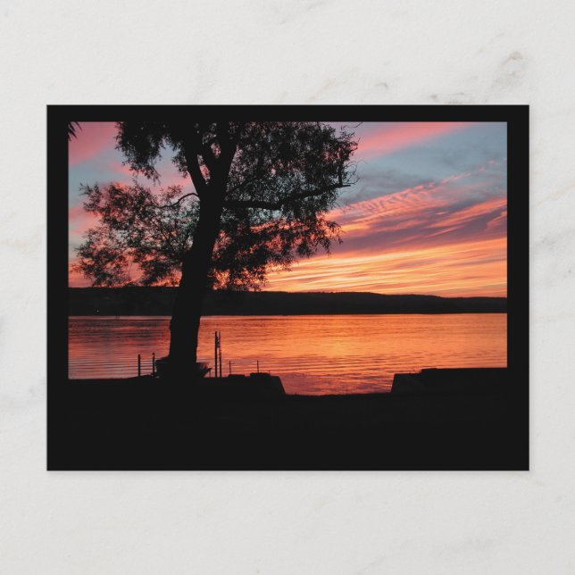 Lamoka Lake Sunset Postcard (Front)