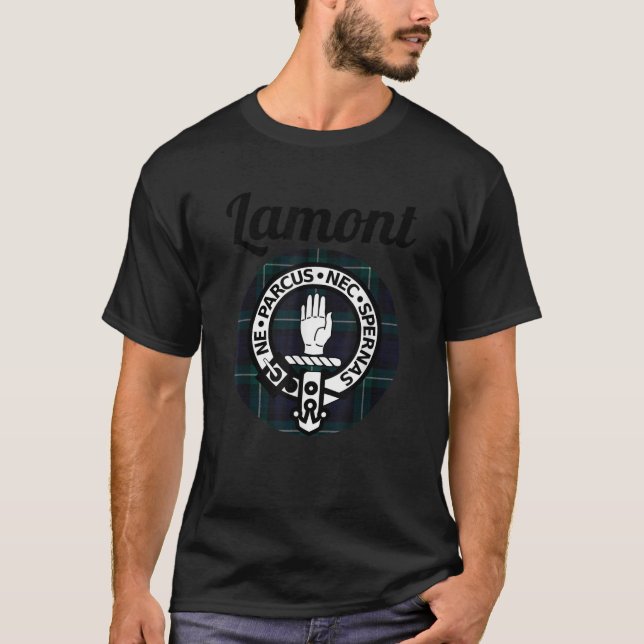 Lamont Clan Scottish Name Coat Of Arms Tartan T Sh T-Shirt (Front)