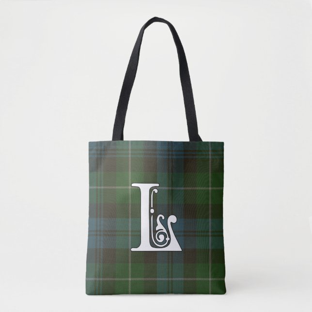 Lamont Clan Tartan Monogram Tote Bag (Front)