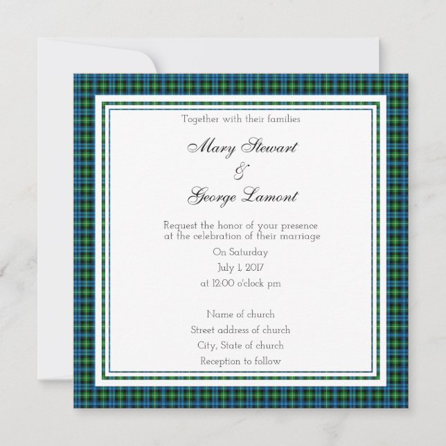 Lamont Scottish Wedding Square Invitation (Front)