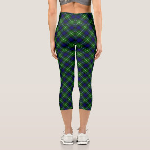 Lamont tartan blue green plaid capri leggings