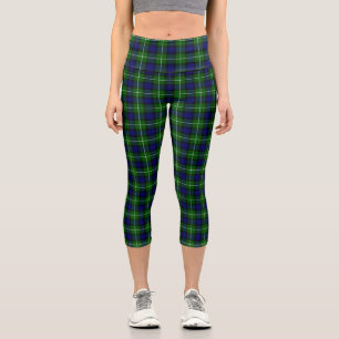 Lamont tartan blue green plaid capri leggings