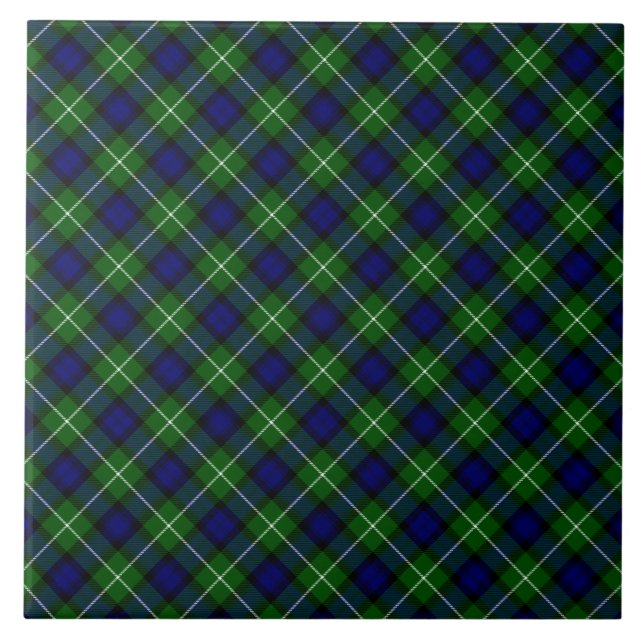 Lamont tartan blue green plaid ceramic tile (Front)