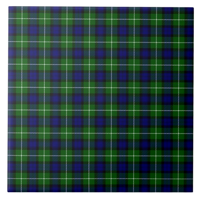 Lamont tartan blue green plaid ceramic tile (Front)