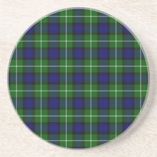 Lamont tartan blue green plaid coaster