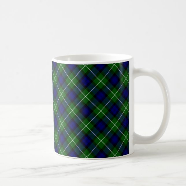 Lamont tartan blue green plaid coffee mug (Right)