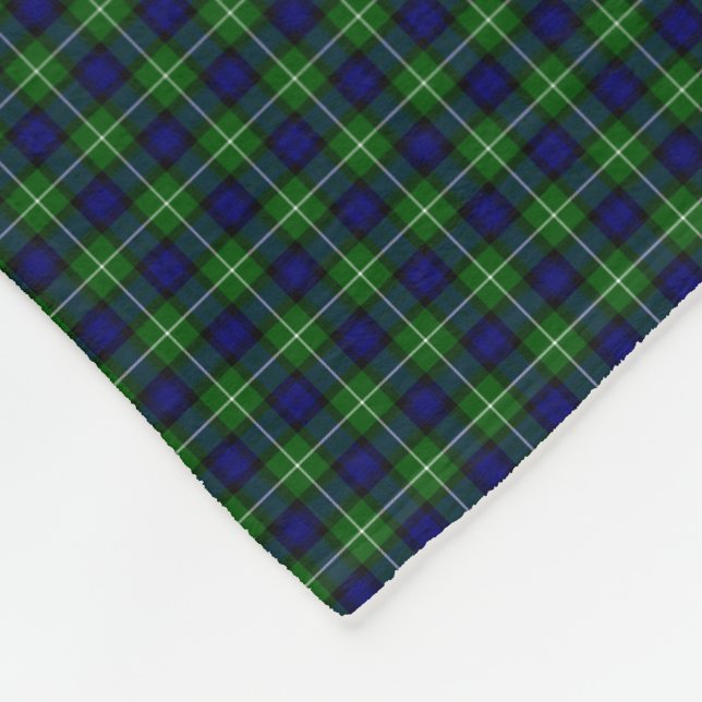 Lamont tartan blue green plaid fleece blanket (Corner)