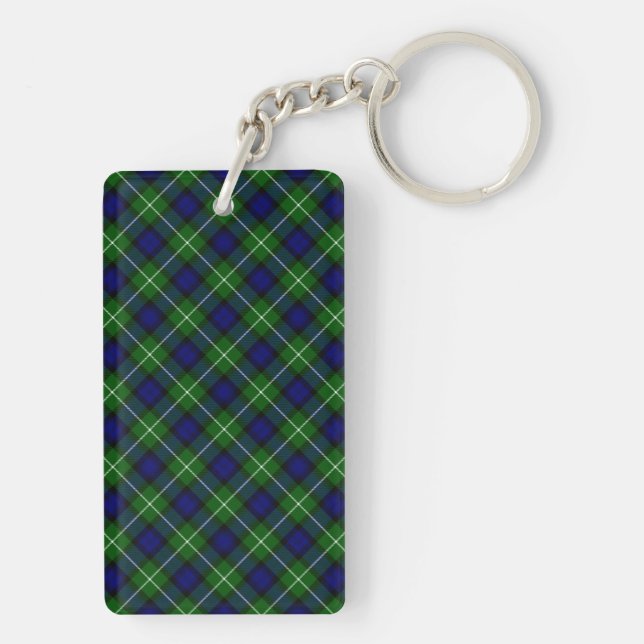 Lamont tartan blue green plaid key ring (Back)