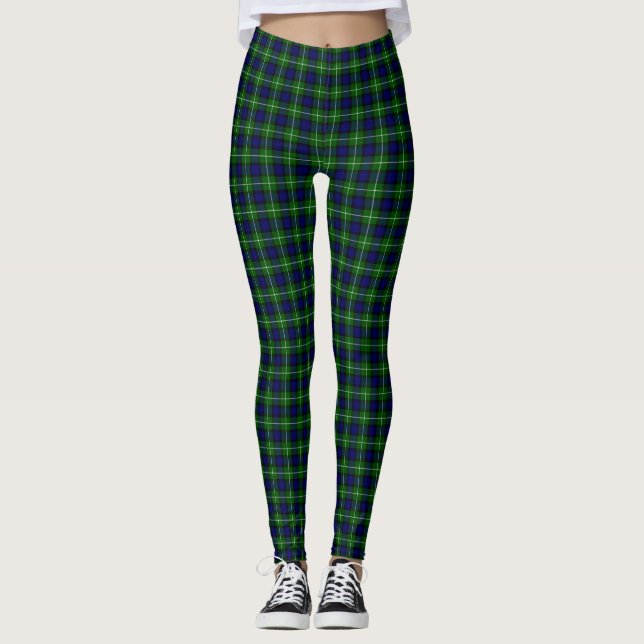 Lamont tartan blue green plaid leggings (Front)