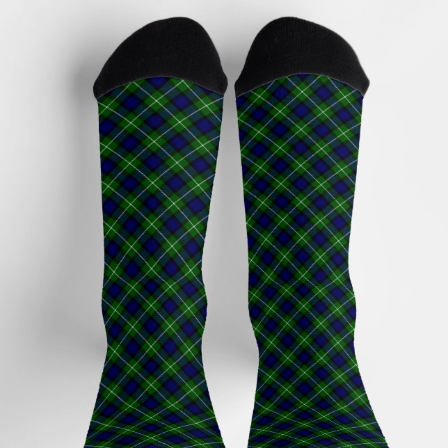 Lamont tartan blue green plaid socks (Top)