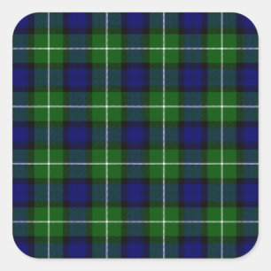 Lamont tartan blue green plaid square sticker