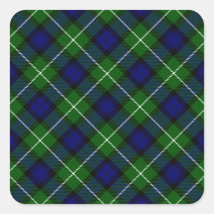 Lamont tartan blue green plaid square sticker