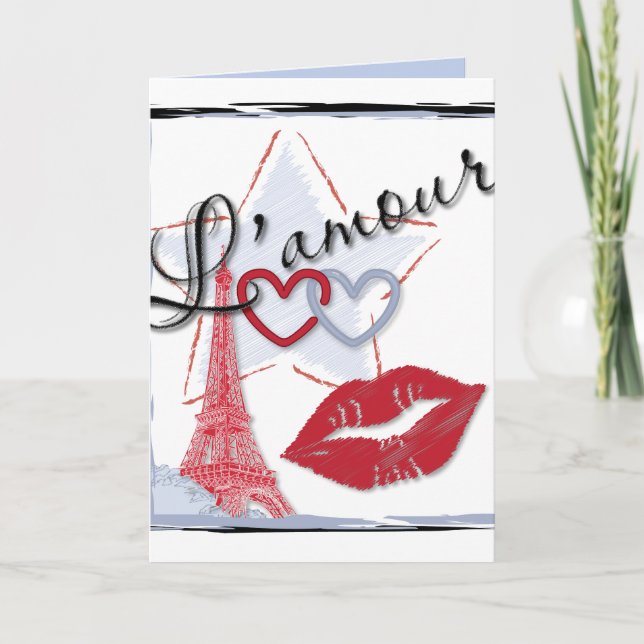 L'amour Blue Valentine's Card (Front)