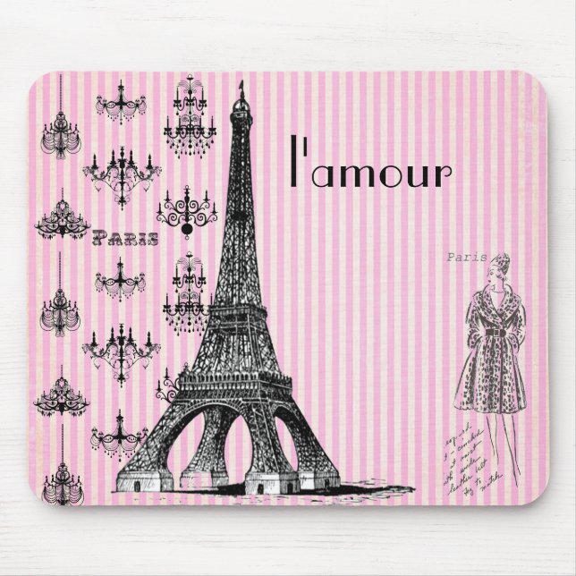 l'amour Paris Mouse Pad, love Paris mouse pad (Front)