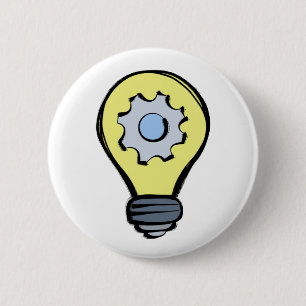 Lamp and gear 6 cm round badge