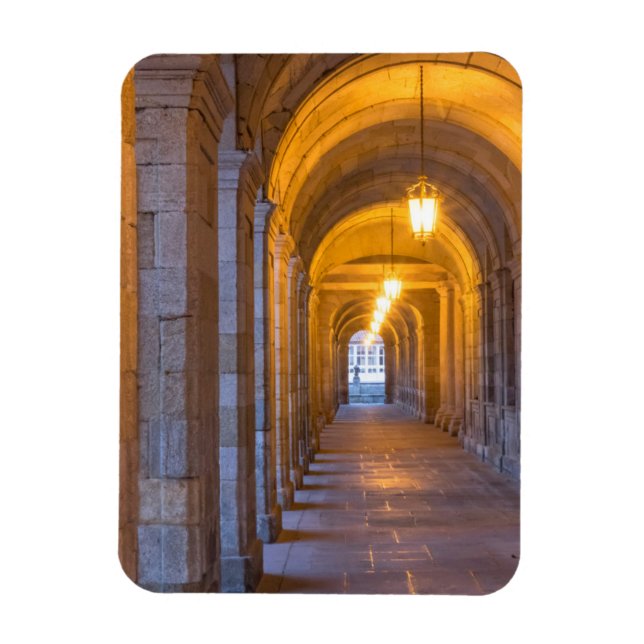 Lamp lit stone hallway, spain magnet (Vertical)