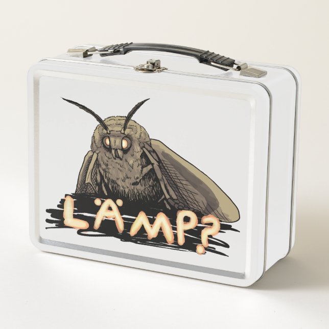 Lamp? Moth Meme Metal Lunch Box (Front)