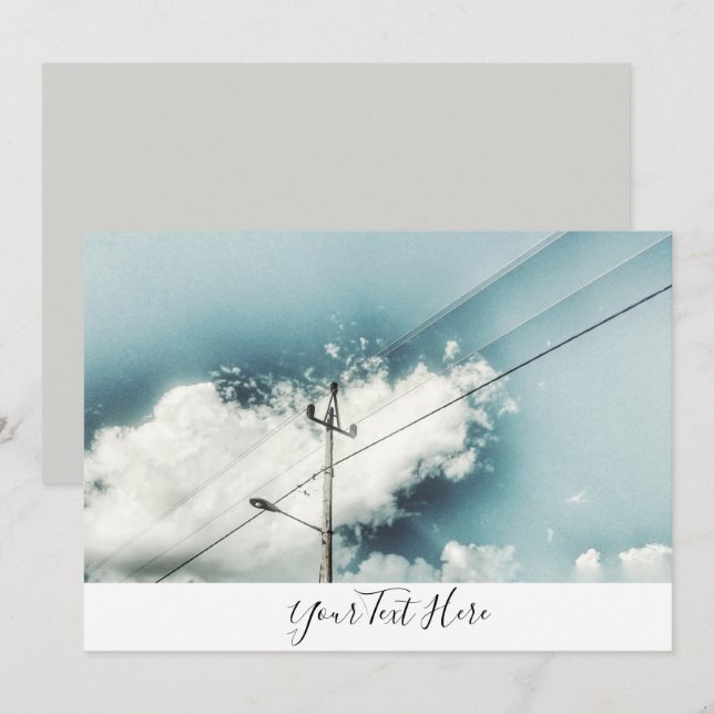 Lamp Pole Blue Sky Clouds Wires Invitation Card (Front/Back)