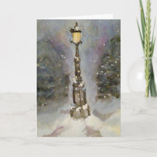 Lamp Post in Blue Holiday Card