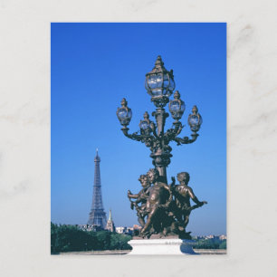 Lamp post on Pont Alexandre III Bridge and Postcard