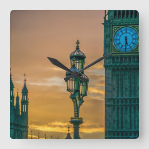 Lamppost and Big Ben square wall clock
