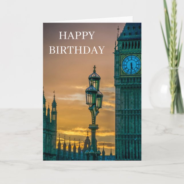 Lamppost and Big Ben view birthday card (Front)