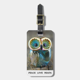 Lampwork owl bead luggage tag